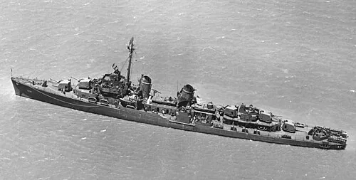 The U.S. Navy destroyer USS Hazelwood (DD-531) in 1943.