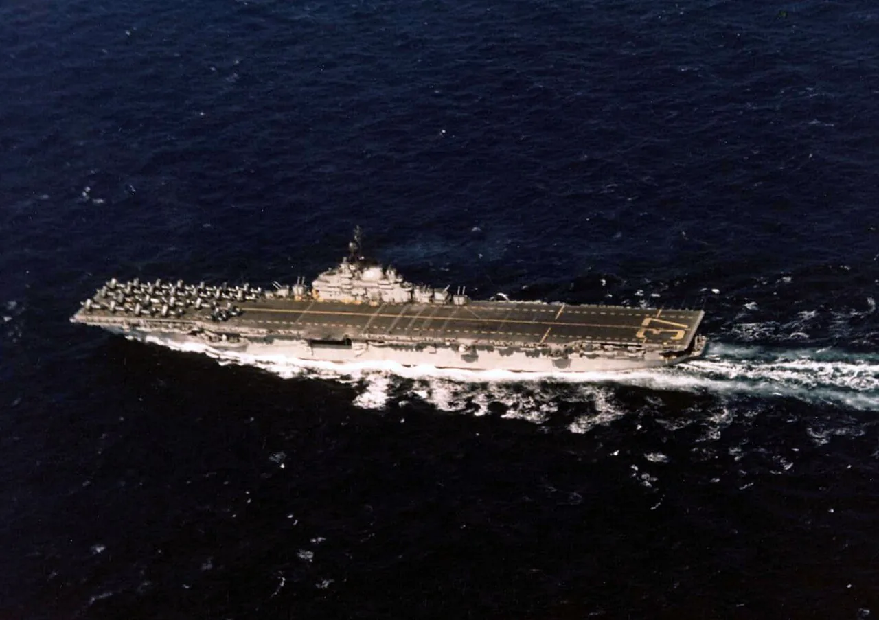 The U.S. Navy aircraft carrier USS Princeton (CV-37) underway. Princeton , with Carrier Air Group 19 (CVG-19) embarked, was deployed to Korea from 9 November 1950 to 29 May 1951.