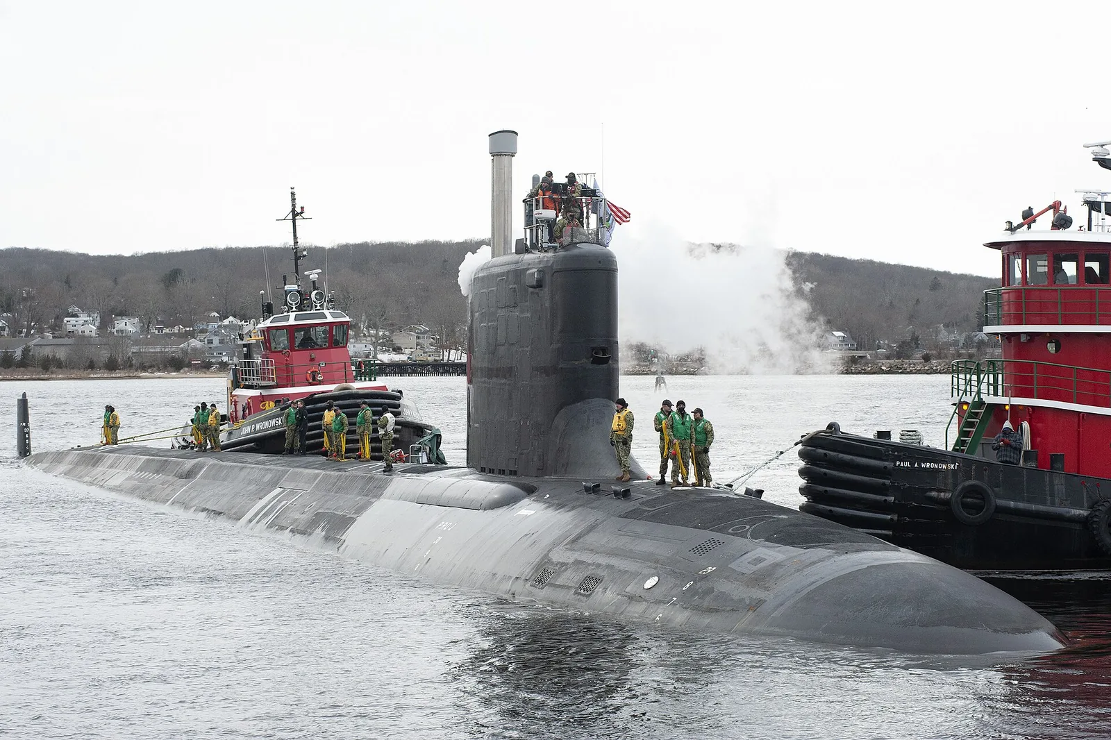 USS Oregon (SSN-793) pulls into Submarine Base New London in Groton, Connecticut (USA), on 1 March 2022 for the first time. The submarine was delivered to the U.S. Navy on Saturday, 26 February 2022.