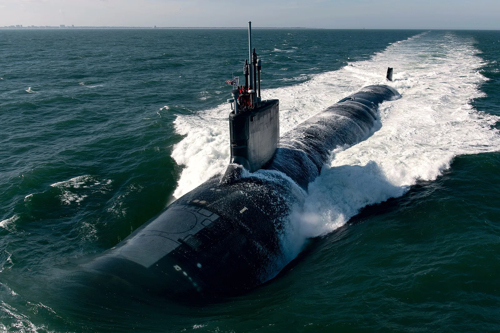 The U.S. Navy submarine USS Montana (SSN-794) conducts initial sea trials in the Atlantic Ocean on 1 February 2022.