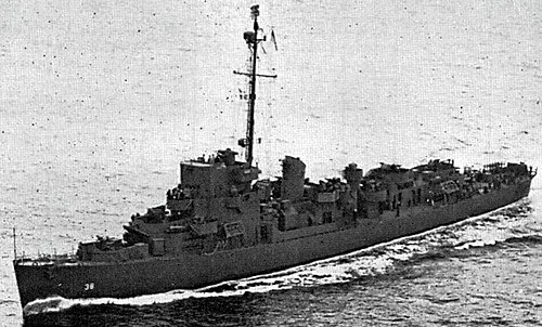 The U.S. Navy destroyer escort and USS Wyman (DE-38) underway on 19 September 1943.