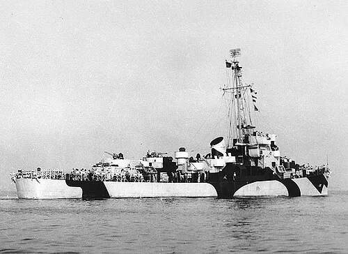 USS John M. Bermingham (DE-530) off Boston, Massachusetts. Photo #: 19-N-69700
