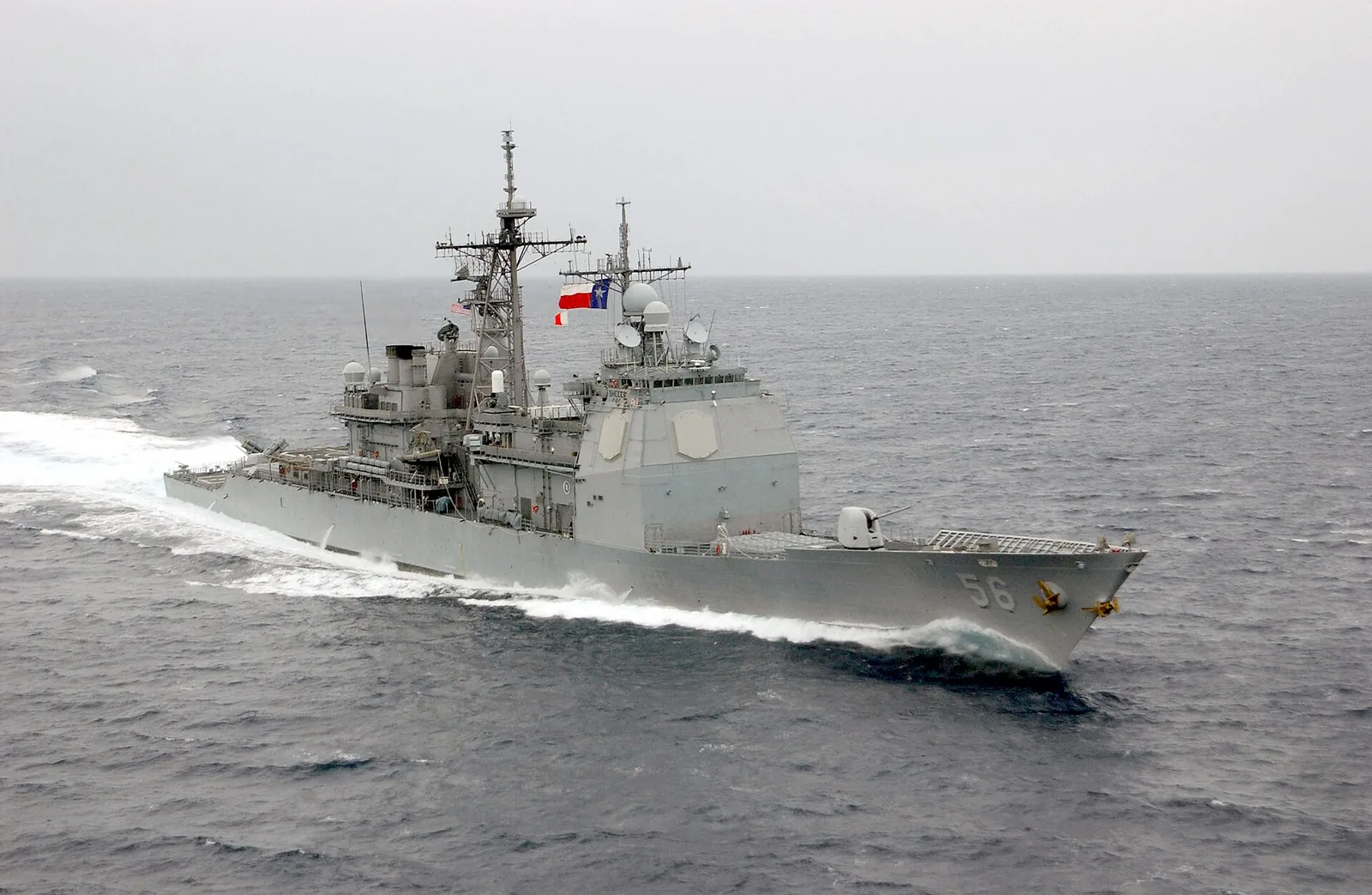 USS San Jacinto (CG 56) part of the Harry S. Truman Battle Group. Truman and her embarked Carrier Air Wing Three (CVW-3) are currently on a regularly scheduled deployment c...