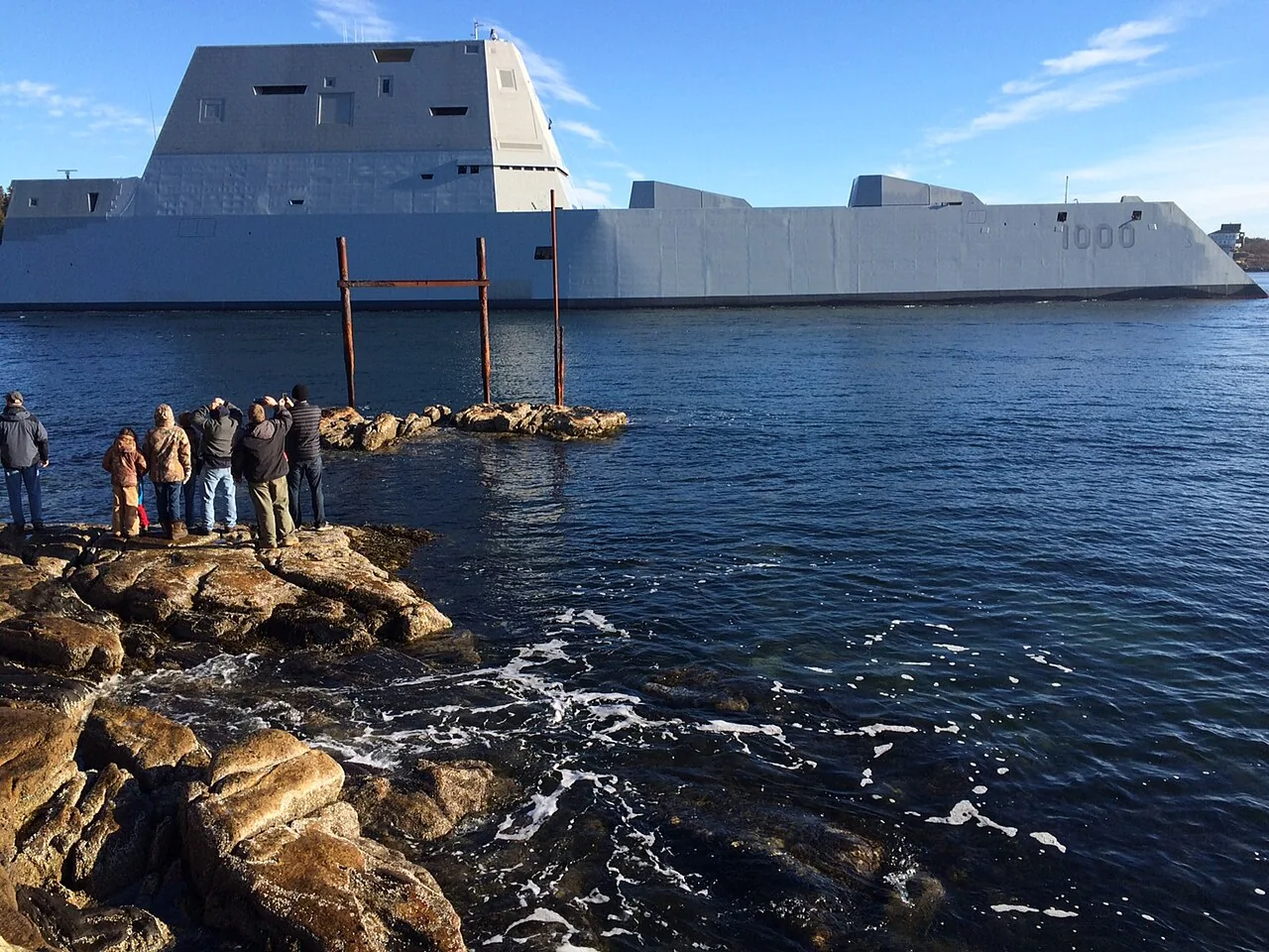 USS Zumwalt (DDG 1000) is underway for the first time conducting at-sea tests and trials on the Kennebeck River. The multimission ship will provide independent forward presence and deterrence, support special operatio...