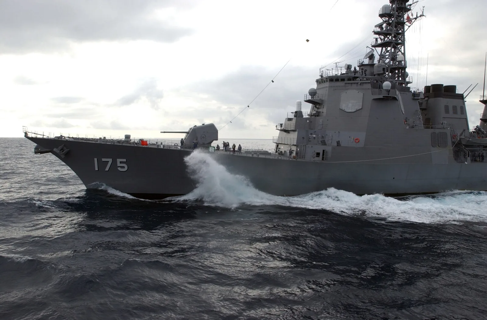 JS Myōkō (DDG-175) , underway in the Pacific Ocean during a passing exercise conducted with U.S. Navy Ships assigned to Ronald Reagan Carrier Strike Group, on March 1...