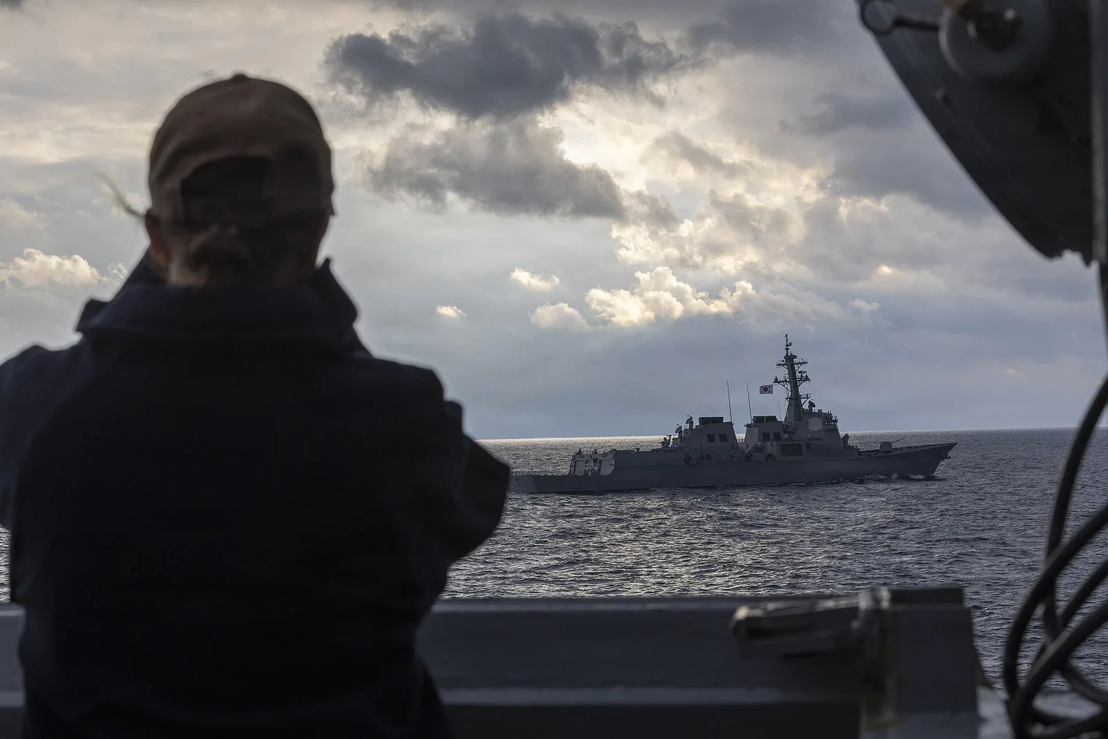 ROKS Seoae Ryu Seong-ryong (DDG 993) travels alongside Arleigh Burke-class guided-missile destroyer USS Dewey (DDG 105) during the Maritime Counter Special Op...