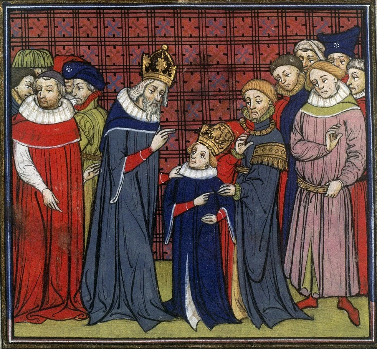 Charlemagne and his son, Louis the Pious. Grandes Chroniques de France , Paris (BnF Français 73, fol. 128v). Charlemagne et son fils, Louis le Pieux. Grandes Chroniques de France , Paris (BnF Français 73, fol. 128v).