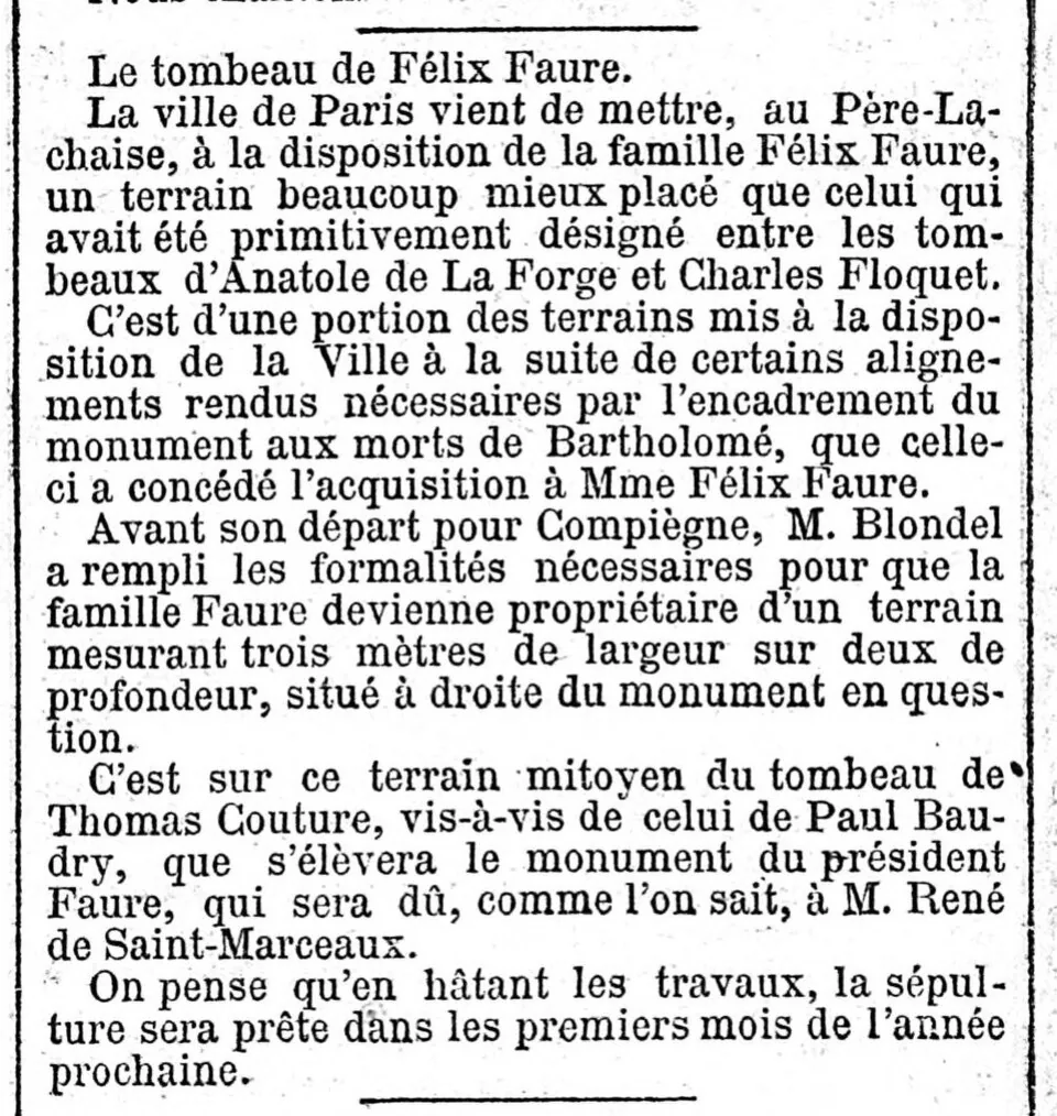 Emplacement de la tombe définitive de Félix Faure