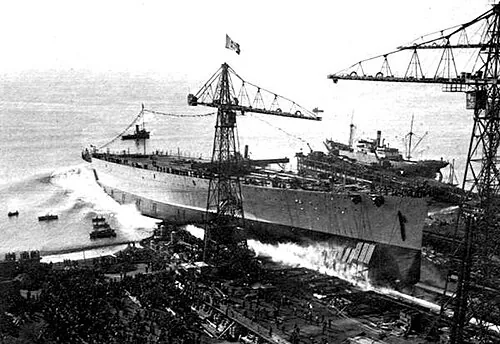 RN Impero during her launching, 1939.
