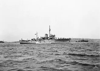 Australian War Memorial image 107177. HMAS Bundaberg in Sydney Harbour during 1942.