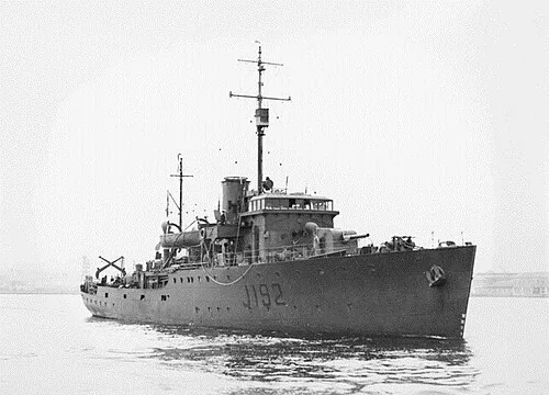 Australian Bathurst class minesweepimg sloop HMAS Kalgoorlie in Sydney Harbour during World War II.