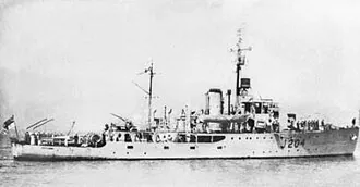 Photograph of Australian Bathurst class corvette HMAS Katoomba .