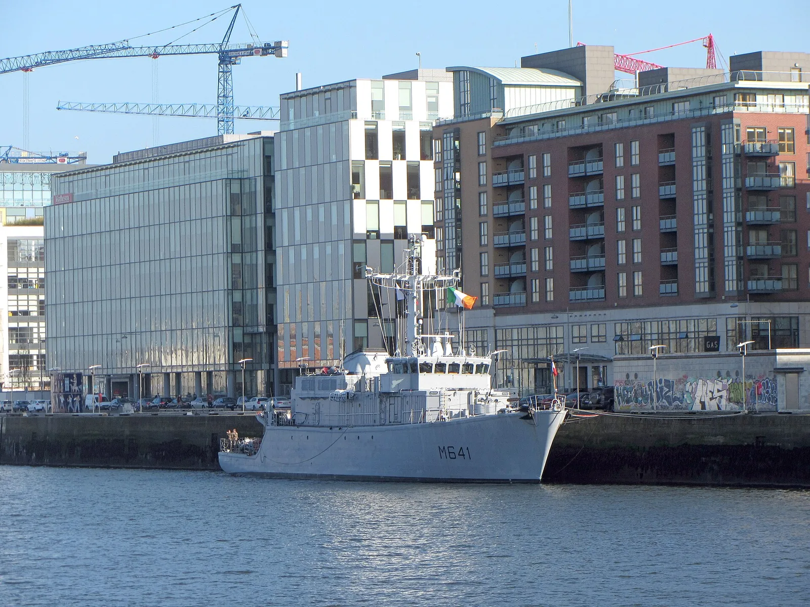 French navy Tripartite-class minehunter M641 Eridan on the Liffey